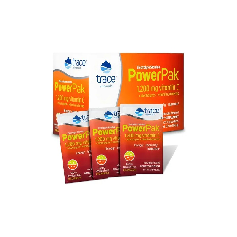 Trace Minerals Powerpak Electrolitos Vitamina C Guava Passion Fruit 30