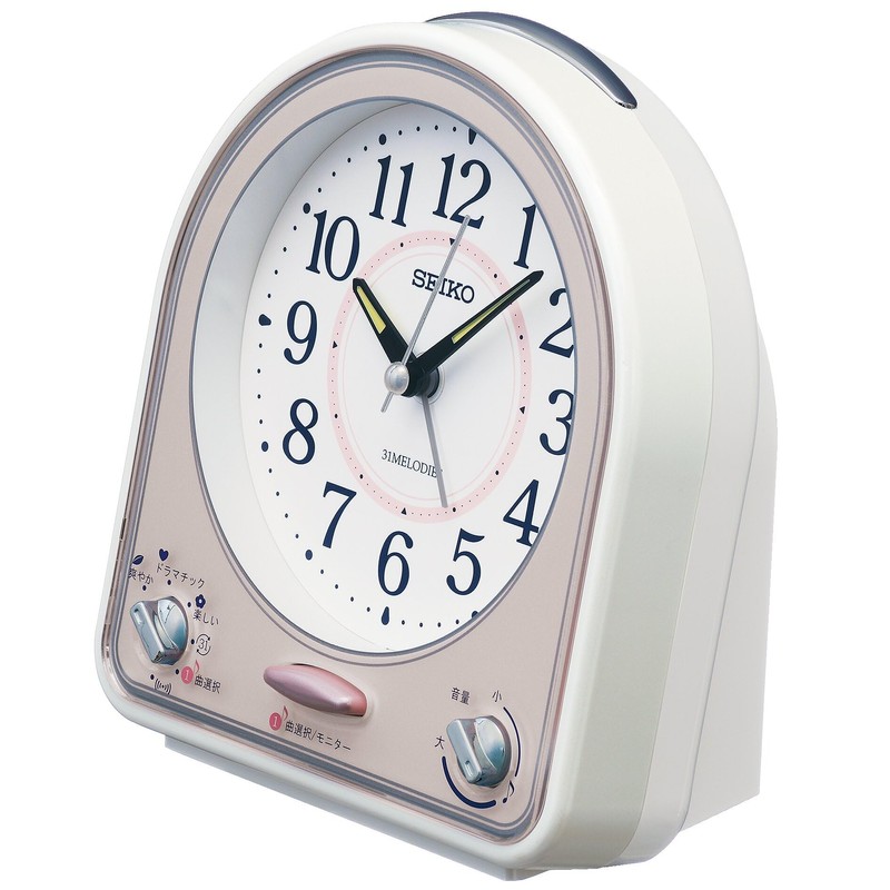 Seiko Clock QM750P Alarm Clock, Wall Clock, Analog, 31 Melodies,