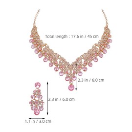 DEARMAMY Bridal Necklace Earrings Set Wedding Jewelry Set Rhinestone Choker Necklace for Wedding Party Prom Green