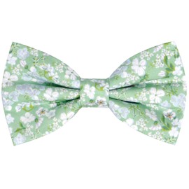 MACBANA Handmade Mens Cotton Floral Pre-tied Bowtie Flower Pattern Bow Tie for Wedding Groomsmen Party (Sage Green)
