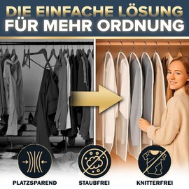 FiRiO® 8 x Sturdy Garment Covers - Premium Garment Bags Mothproof, Breathable & Waterproof - High-Quality Clothes Protective Covers for Suit & Shirt - Transparent Garment Bag - 120 x 60 cm,