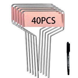 Wehhbtye 40 PCS Metal Plant Label Stakes - Copper Metal Plant Tags,High Copper Plate Plant Labels,Coppers Plant Tags with 1 Maker Pen for Flowers, Vegetables, Seedlings, Seed,etc