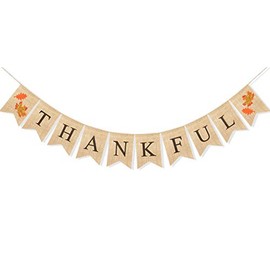 Uniwish Thankful Burlap Banner Rustic Fall Thanksgiving Decorations for Mantle Fireplace Hanging Bunting Harvest Autumn Theme Wedding Birthday Party DÃ©cor
