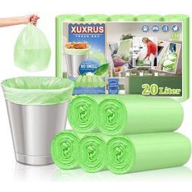 [150 Counts] 20 Litres Garbage Bags Small Compost Bags 5 Gallon Biodegradable Bags for Kitchen Food Wast Bags, Wastebasket Liners Green Bags
