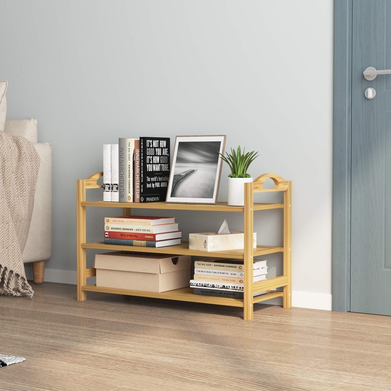 UDEAR Bamboo Shoe Rack 3-Tier Shoe Storage Organizer Entryway Shoe