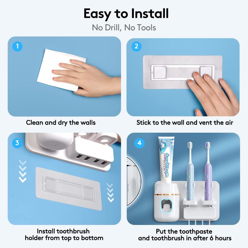 TuCao Toothpaste Dispenser Wall Mounted, Automatic Toothpaste Dispenser for Kids,