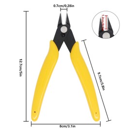 Kalim 5’’ Mini Wire Cutter, Precision Flush Cutter, Strong and Sharp Side Cutting Pliers with an Opening Spring, Ideal for Ultra-fine Cutting Needs (Yellow Handle)