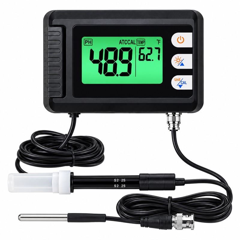 Digital pH and Temperature Monitor for Aquarium & Water Testing