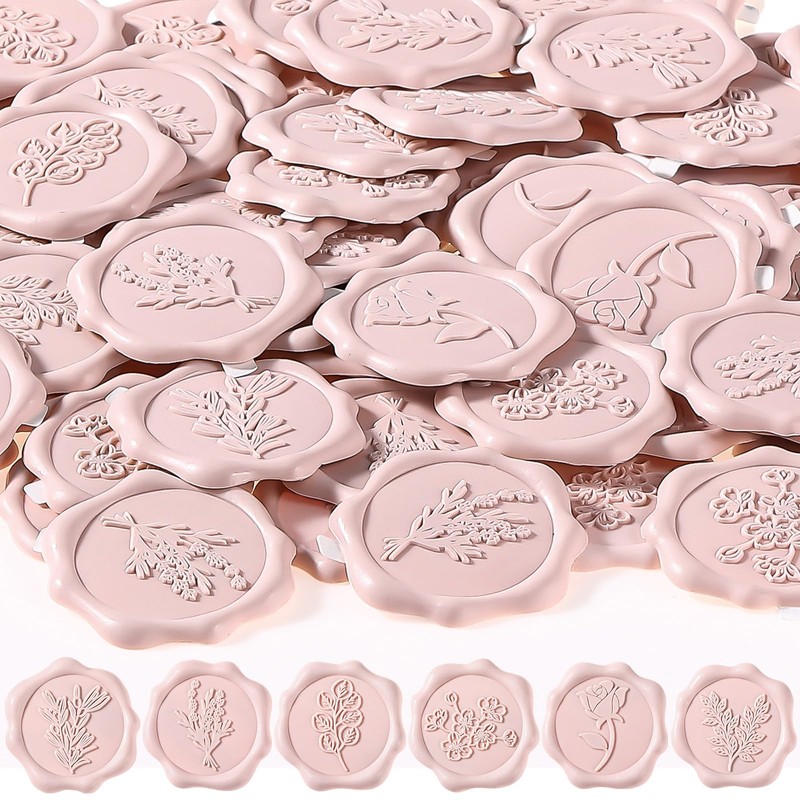 72 Pcs Wax Seal Stickers Flower Rose Envelope Stickers, Light