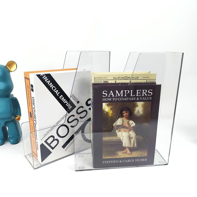 RHONZHAO Vertical File Holder, 4 pack Clear Plastic Document Organizer