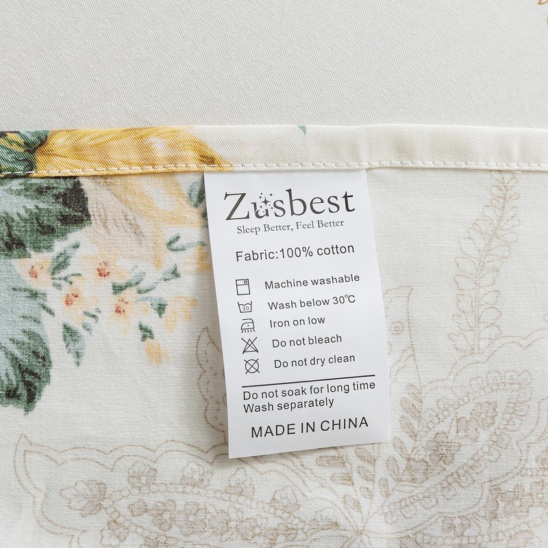 Zusbest King Floral Bed Sheets, Soft 100% Cotton Pink &