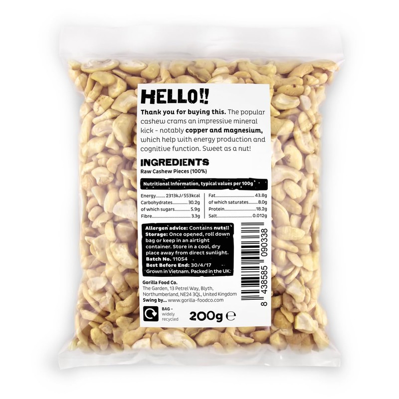 Gorilla Food Co. Natural Cashew Nut Pieces Raw - 200g