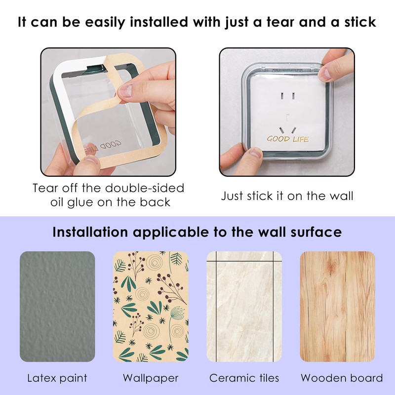 ReignSword Weatherproof Electrical Outlet Cover, Adhesive Outdoor Receptacle Cover, Dust-Proof