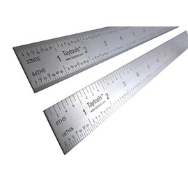 Taytools 12" Rigid Machinist Rule Ruler Hardened Spring Steel 4R Graduations in 1/8", 1/16", 1/32" and 1/64" MRSAE-12
