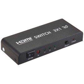 PremiumCord HDMI Switch 3:1 with Remote Control and Power Supply, Metal Housing, Switch with LED Status, Video Resolution Full HD 1080p 60Hz, 3D, HDCP, Colour Black