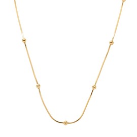 Cream Dot Necklace, Women's Popular, Stainless Steel, Surgical Stainless Steel, Short Snake Chain, Metal Ball, Stainless Steel