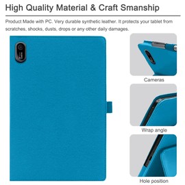 carinacoco Case for Acer Iconia Tab M10 10.1 inch, Full Coverage Premium Leather Folio Folding Stand Anti-Drop Tablet Protective Cover, with Pencil Holder and Wrist Strap Tablet Cover, Blue