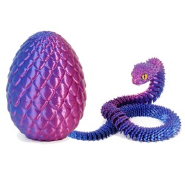 XCDTXJL 3D Printed Snake Egg with Flexible Joints Realistic Snake Model for Easter Home Office Decor Toy Gift (Purple)