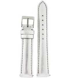 Tech Swiss Watch Band Silver Metallic Genuine Leather Built-in Spring Bars 12 millimeter