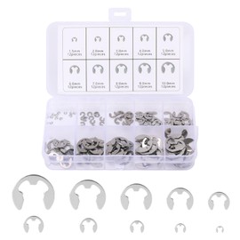 120Pcs Stainless Steel E-Clips Assortment Kit,E-Clip Circlip External Retaining Rings M1.5/M2/M3/M4/M5/M6/M7/M8/M9/M10 E-Rings Circlip Rings Kit for Bearings, Gears, Pulleys and Axles