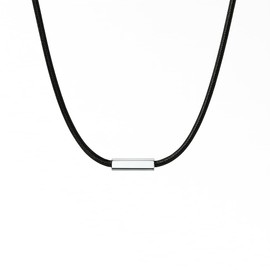 Acura-Styles Men's Necklace Stainless Steel Cool Chains for Teenagers Necklace Black for Men Faux Leather Wax Cord Magnetic Clasp Silver 50 cm Chains Men's Jewellery Everyday Gift for Boys, Unit size