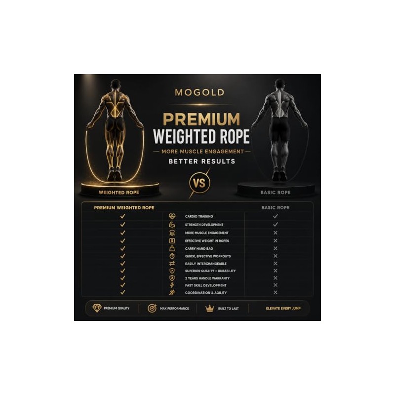 Weighted Jump Rope for Men Women -Interchangeable 1/5lb 1/4lb 1/2lb