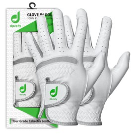 Dprofy Men's Golf Glove Pro Cabretta Leather Golf Gloves Golf Accessories, Pack of 2 (Large)