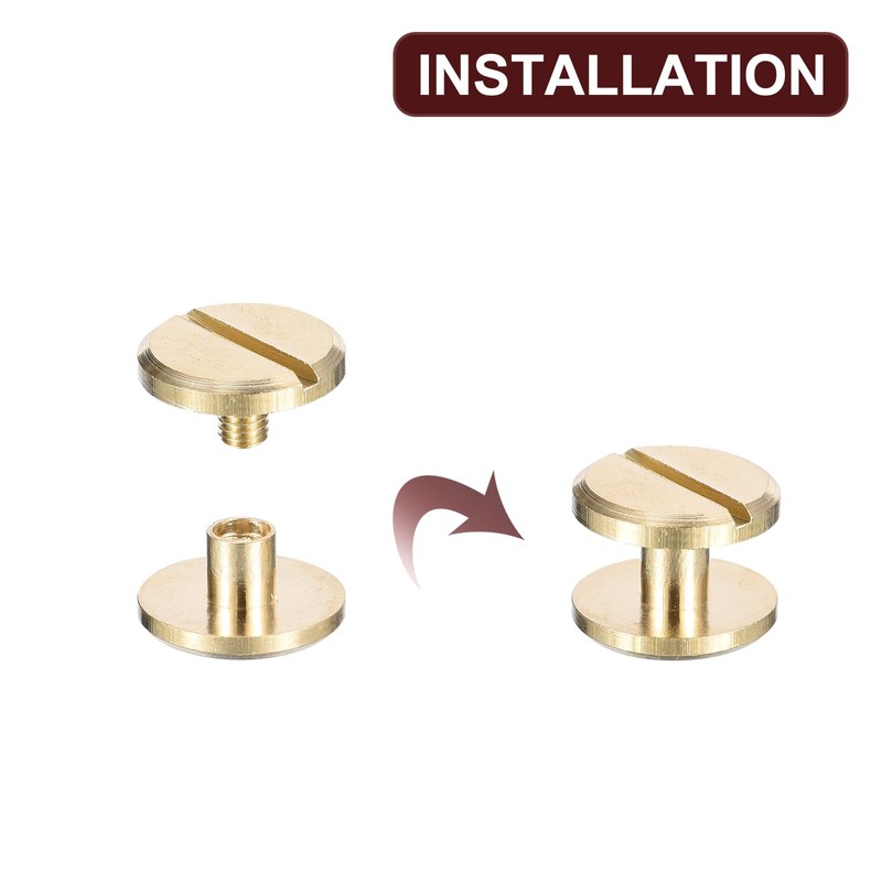 sourcing map 20Pack Brass Chicago Screws, 4x12mm Flat Head Screw