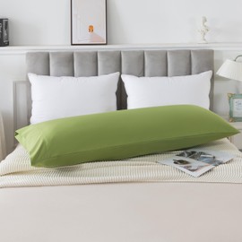 WhatsBedding Body Pillow Cover Cotton Fabric, Long Pillowcase Breathable & Skin-Friendly, Envelope Closure - Sage Green (20x54 inch)