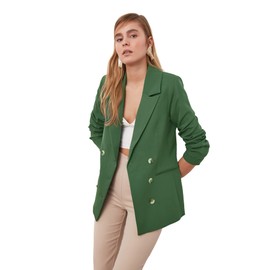 Trendyol Women Plus Size Regular fit Double-Breasted Lapel Collar Woven Jacket Khaki
