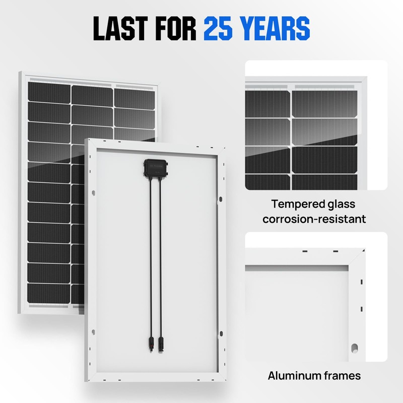 ECO-WORTHY 100 Watt Solar Panel 18 Volt Monocrystalline Solar Panel