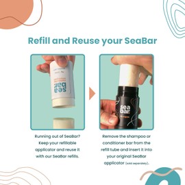 SeaBar Shampoo Bar Refill - All Natural Hair Shampoo - Vegan, Sulfate-Free, Eco Friendly Zero Waste Reusable Packaging, SeaBreeze