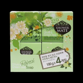 Shower Mate Refresh Olive n Green Tea Soap 100gX4 / 샤워메이트 리프레시 올리브n그린티 비누 100gX4개