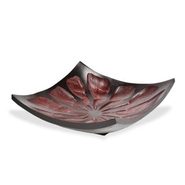 AeraVida Simply Chic Hand Carved Square Dark Brown Wood 7 inches Platter or Tray