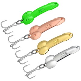 4 Pices Fishing Lures Fishing Spoons Treble Hooks Spinning Lures Hard Metal Spinner Baits kit, 3/4oz, Gold, Silver, Rose Gold, Green