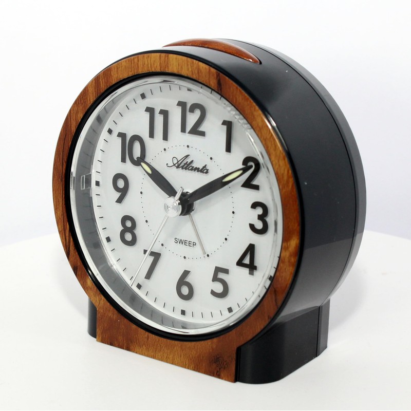 Alarm clock without ticking silent with light snooze quartz analogue