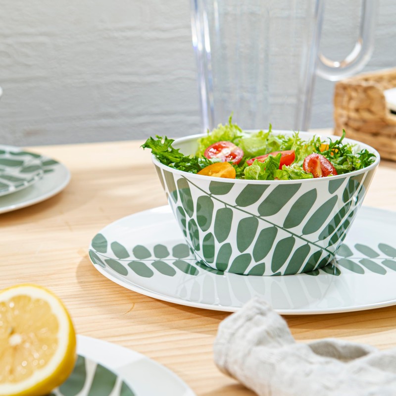 Bzyoo 12-Piece Melamine Dinnerware Set - Leaf | Lightweight, Durable,