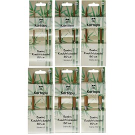 Bamboo Circular Knitting Needles 80 cm Various Thicknesses with High-Quality Metal Rope Knitting Needle Made of Smooth Polished Bamboo (Set of 6, 3-10 mm, 1x each)