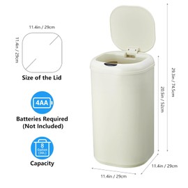 ExploreHorizon 8 Gal/30L Motion Sensor Trash Can, Smart Touchless Automatic Stainless Steel Garbage Bin with Lid, Cylindrical Waste Bin for Bathroom, Living Room, Home Office, Beige