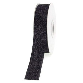 Homeford Firefly Imports Glitter Ribbon Wrapping, 7/8-Inch, 25 Yards, Black, 7/8"
