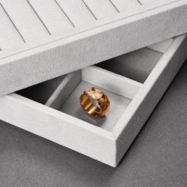 Oirlv Grey Microfibre Stackable Jewellery Trays 24 Grids Jewellery Display Tray Trinket Earring Ring Organiser Tray