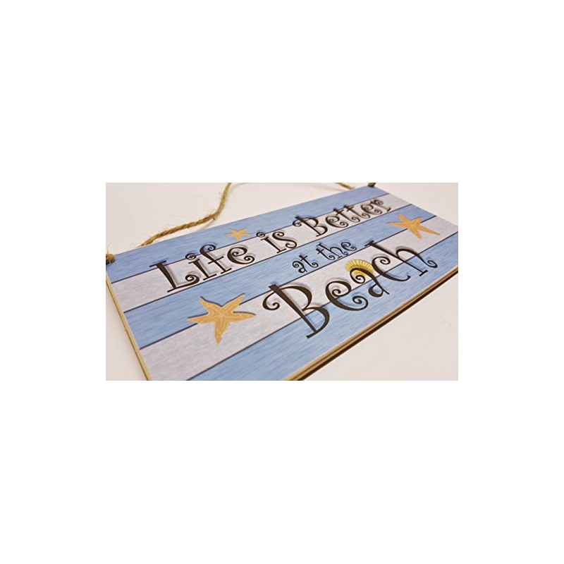 HmHome Wooden Seaside Plaque Life is better at the beach