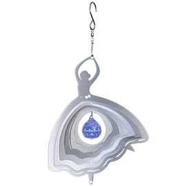 CIM Stainless Steel Decorative Wind Chime Orbit Dancer 200 - 200 x 175 mm - Crystal Ball Diameter 30 mm with Facet Cut - Includes Nylon Cord, Hook and Ball Bearing Swivel - Garden Decoration