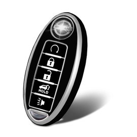 WORCAS Compatible con Infiniti JX35 Q50 Q60 QX56 QX60 QX80 5 botones funda para llavero, funda inteligente de TPU suave premium compatible con Nissan Altima Maxima (plateado y negro)