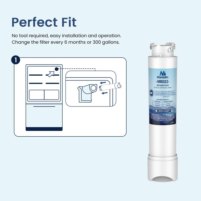 MARRIOTTO MR022 Water Filter, Compatible with Frigidaire refrigerator EPTWFU01, EWF02,