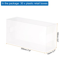 MECCANIXITY Plastic Retail Boxes 3.9"x2.7"x7.9" (100x70x200mm) Gift Box with Protecting Film for Candy, Cookies, Christmas, Wedding, Party Wrapping Clear Pack of 30