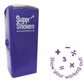 Superstickers Teacher Stamp - Education Marking Stamp - Reward Stamps for School - Show Your Working - Maths - Impression Size Approx. 23x23 mm - Violet Ink