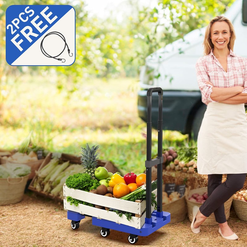 SPACEKEEPER Folding Hand Truck, 500 LB Capacity Luggage Cart, Portable