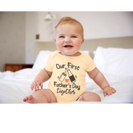 BesserBay Daddys Day Onesie for Baby Happy First Fathers Together Outfit Clothes Newborn Bodysuit Orange 3-6 Months