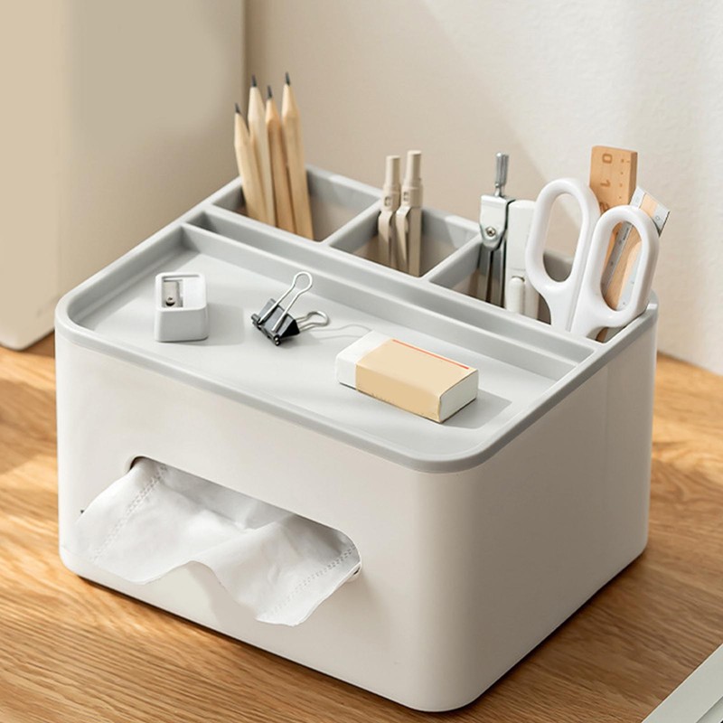 Tissue Box Holder Multifunctional Rectangular Tissue Box Cover with Remote